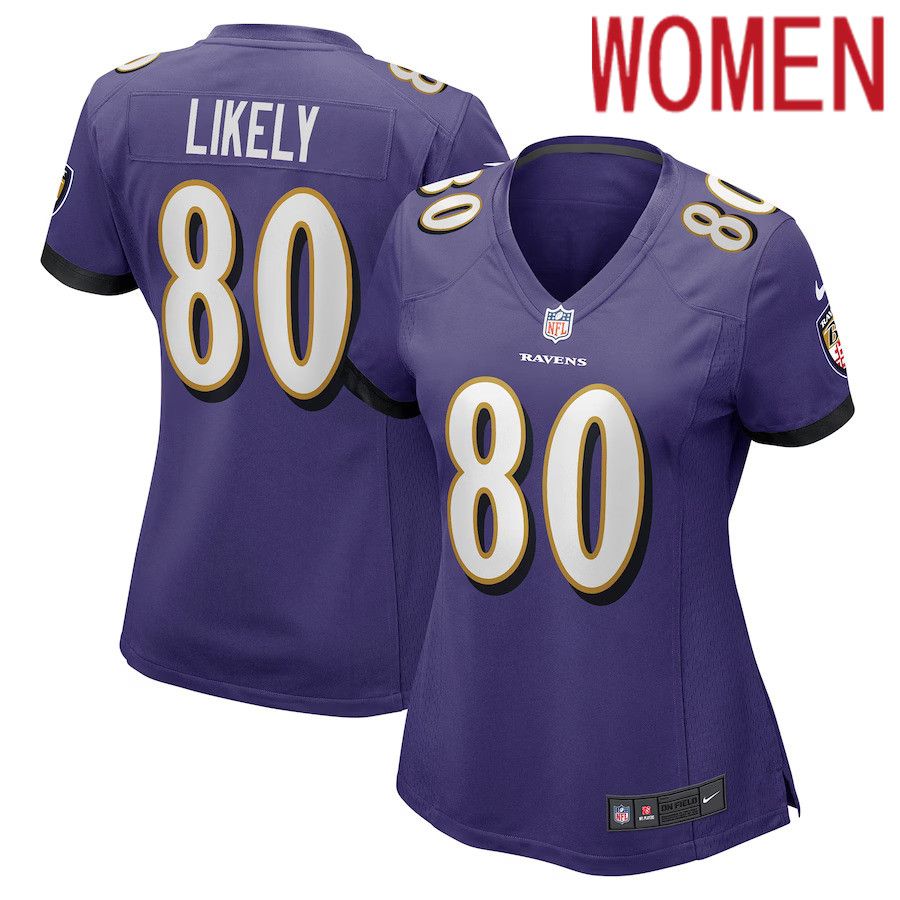 Women Baltimore Ravens #80 Isaiah Likely Nike Purple Player Game NFL Jersey